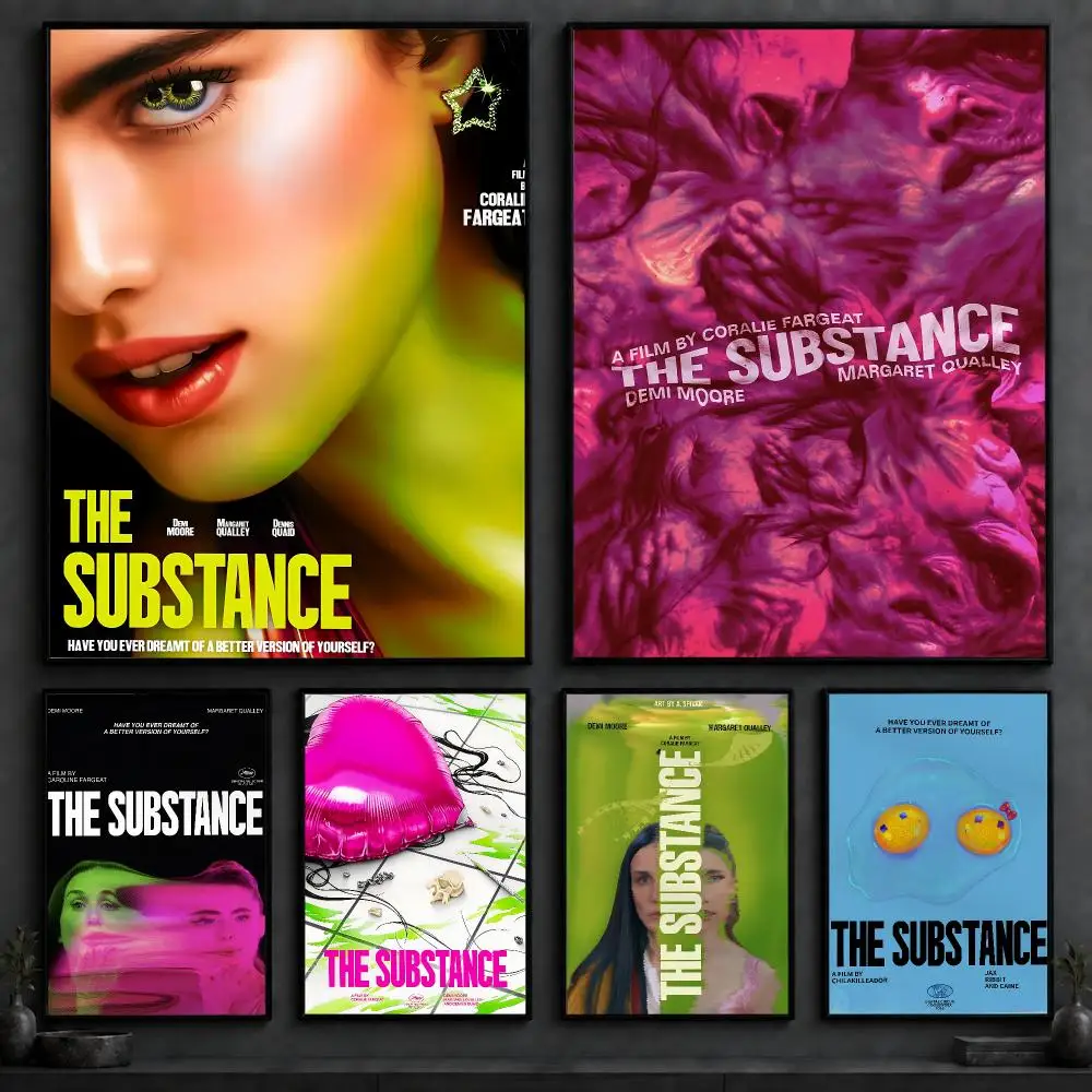 Movie T-The substanceS Poster Art  Self-Adhesive No Glue Residue Wall Decor for Bedroom Living Room