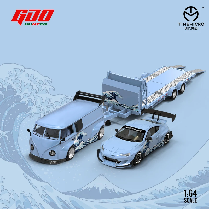 GDO X TimeMicro 1:64 Volkswagen T1 bus  Supra 86 Kanagawa painted alloy car model