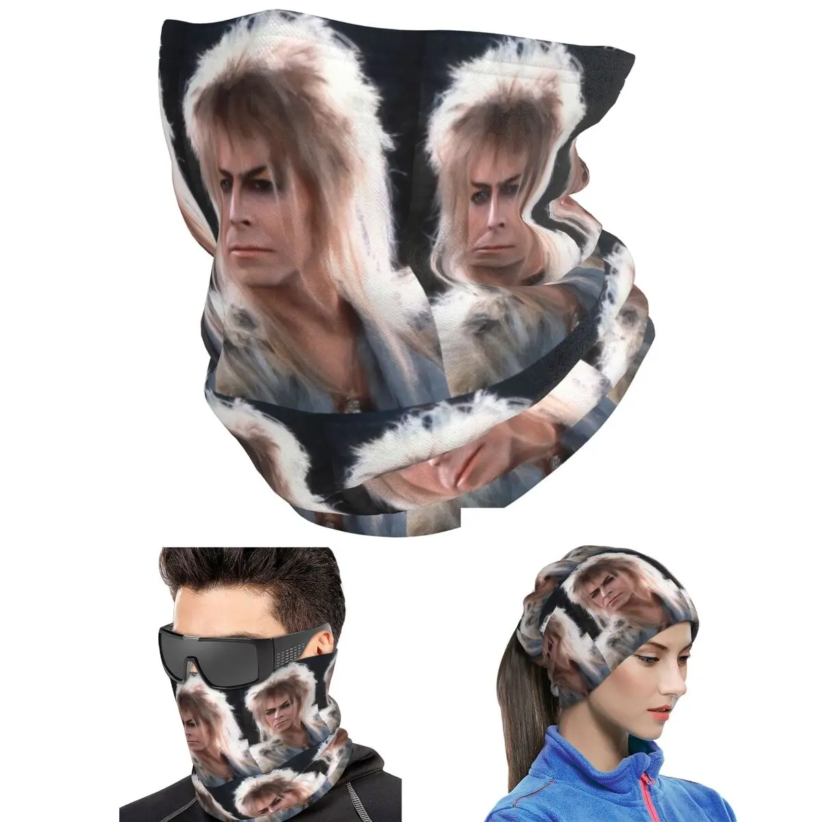 Jareth The King Of Goblins Falling In The Labyrinth Bandana Neck Gaiter Printed Wrap Scarf Hiking Fishing Headband Unisex Winter