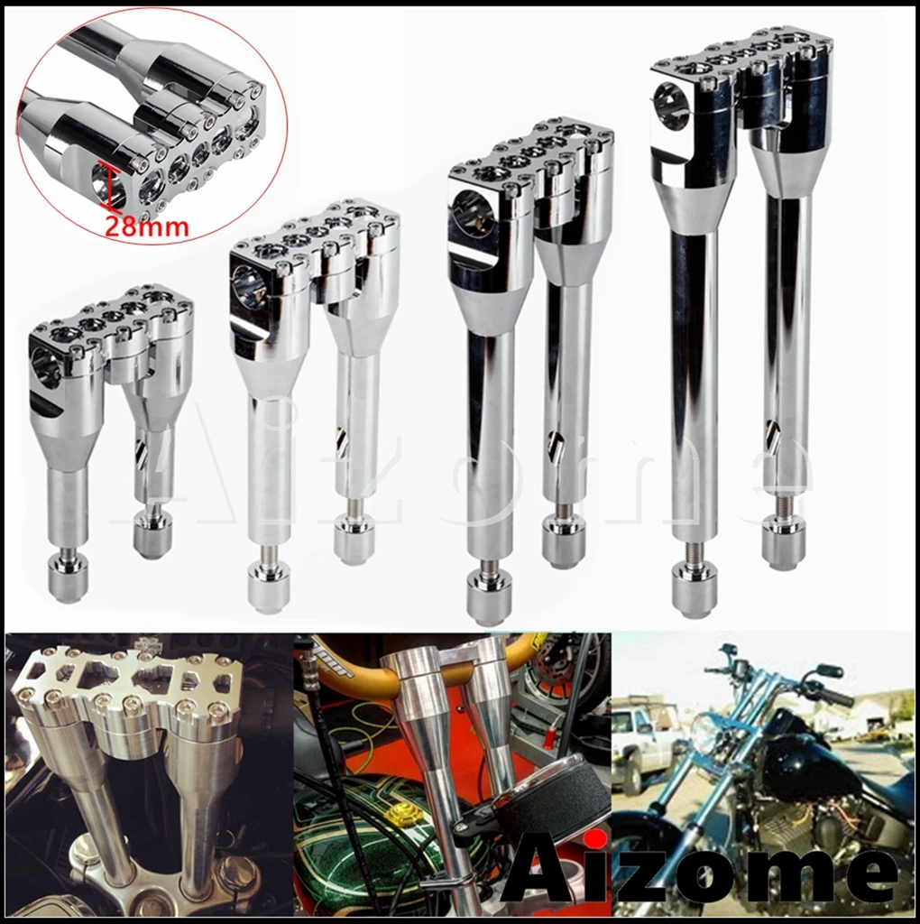 

Motorcycle 6" 8" 10" 12" Rise Handle Clamp CNC Handlebar Riser 28mm For Harley Dyna Softail Sportster Street Bob Chopper Custom