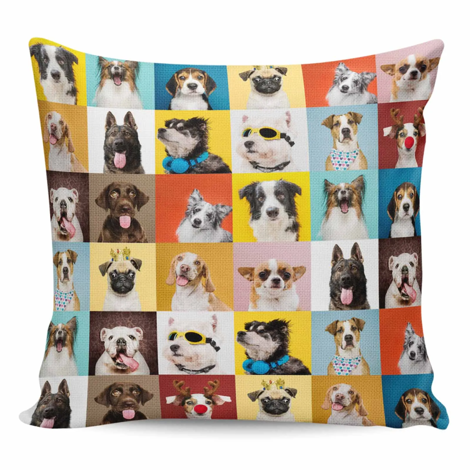 2/4PCS Waterproof Pillow Cover Bulldog Border Collie Bull Terrier Pet Dog Square Throw Pillowcase Home Decor Sofa Cushion Cover