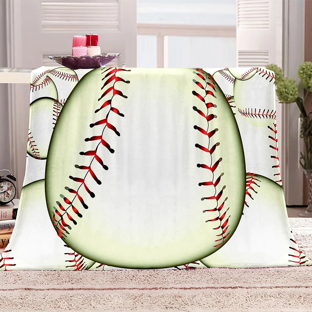 

HUANZHUANG Flannel Fleece 3D White Baseball Throw Blanket, Baby Blanket For Girls Kids Toddler Blanket, Pattern Lightweight Bla