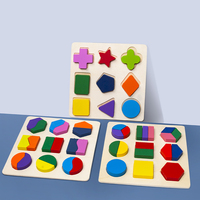 Wooden Geometric Shapes Montessori Puzzle Sorting Math Bricks Preschool Learning Educational Game Baby Toddler Toys for Children