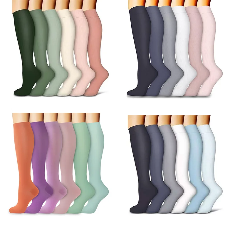 

6 Pairs Compression Socks Men Women Running Sport Socks Graduated Crossfit Training Running Recovery Outdoor Cycling Socks