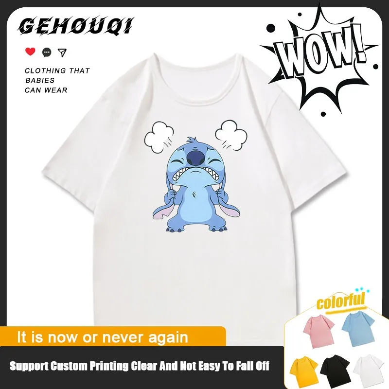 

Disney Stitch Joint Short-sleeved T-shirt Male Autumn Animation Two Yuan Lilo Baby Surrounding Clothes Pure Cotton