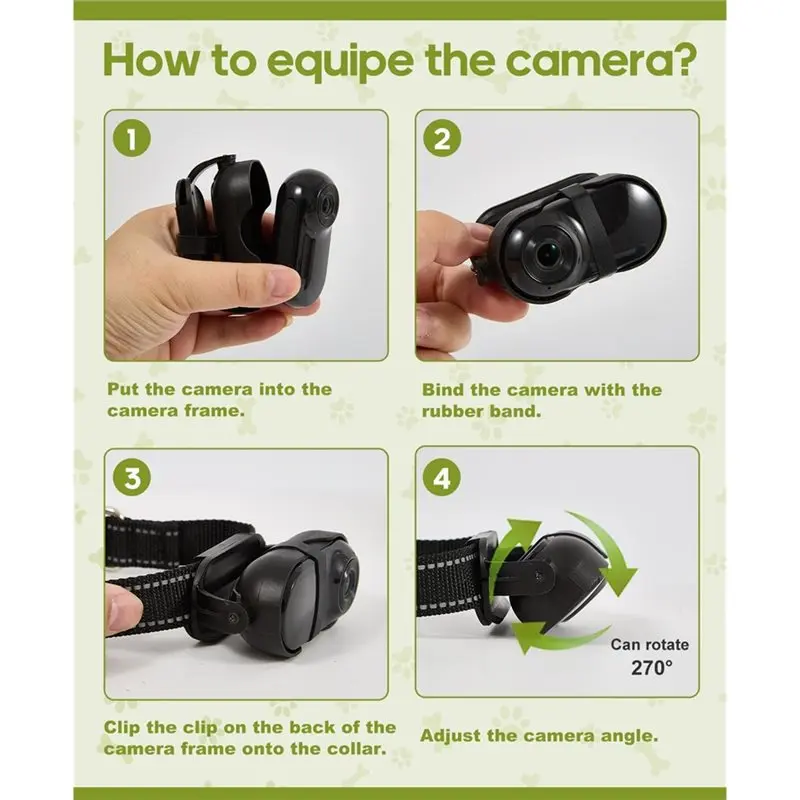 طوق كاميرا ABGI-Cat مع تسجيل فيديو، مع بطاقة SD 16G 1080P HD كاميرا رياضية صغيرة الحركة، جميع الأنشطة مستلزمات الحيوانات الأليفة/الأشياء #3