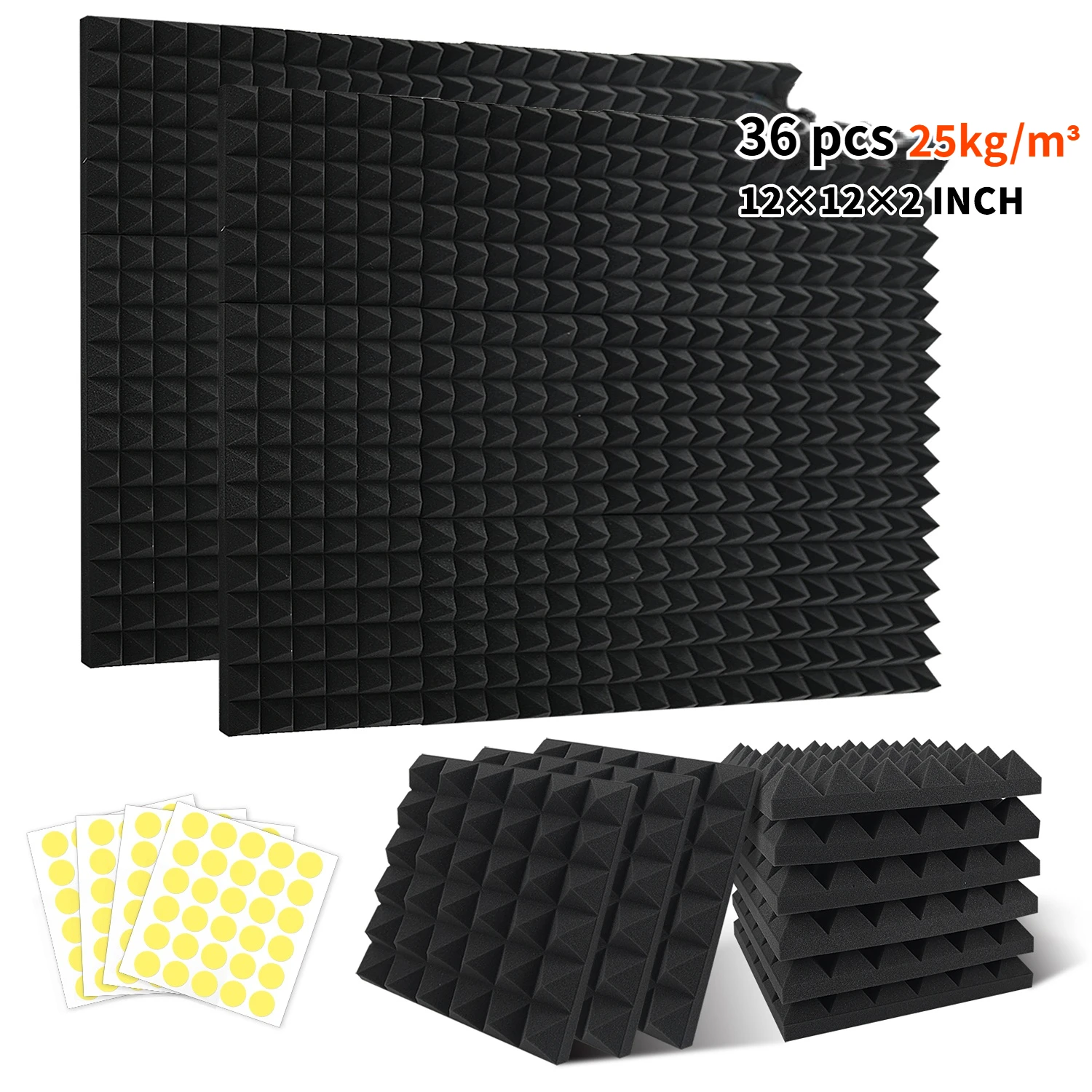 

High Density 36 Pack Acoustic Panel Wall Home Studio Acoustic Treatment Drum Room Sound Absorbing Material Acoustic Foam 25kg/m³
