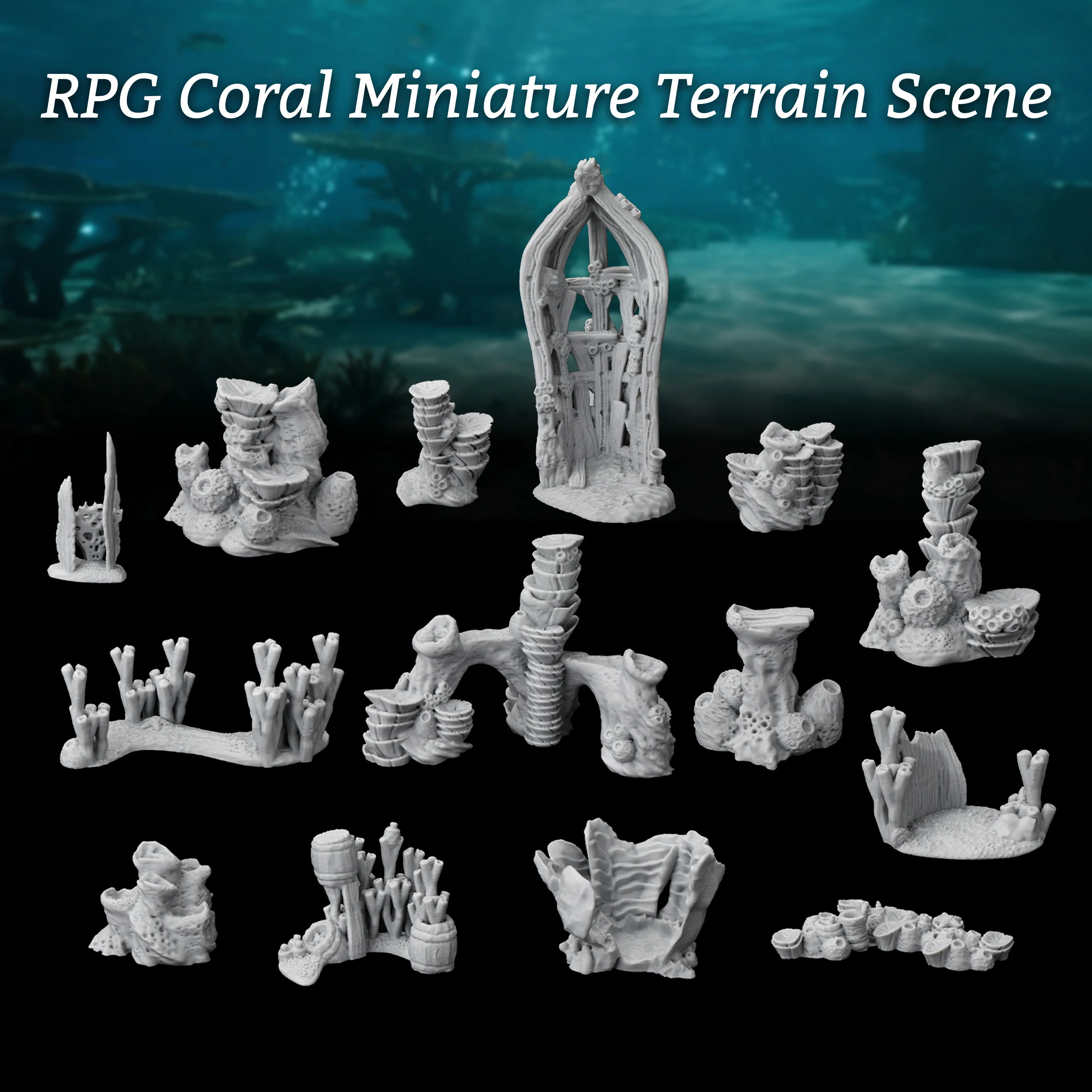 14 pièces de terrain de jeu de rôle sur le thème des récifs coralliens et des ruines enfoncées – Scènes sous-marines pour les missions océaniques et les chasses au trésor, idéal pour le jeu de rôle