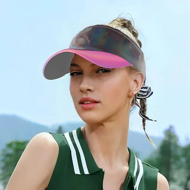 Pink Transparent Jelly Golf Cap Adjustable Unisex Sun Protection Hat for Outdoor Sport Travel Fitness Breathable Wide Tennis Hat