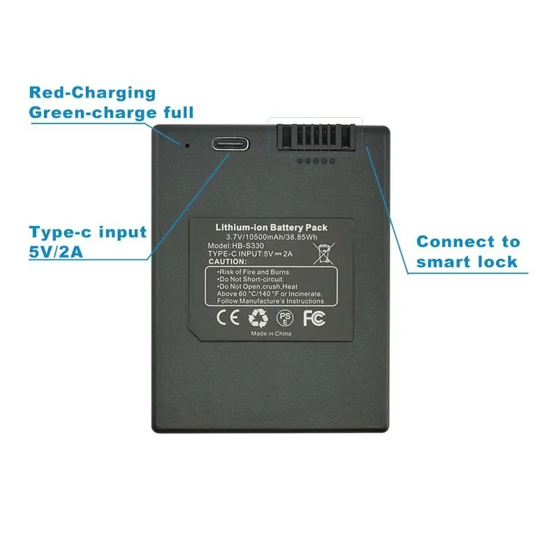 100% New HB-S330 Replacement Battery with Type-c Charging 3.7V 10500mAh for Eufy Smart Door Lock  S330 S230 E330 High Quality