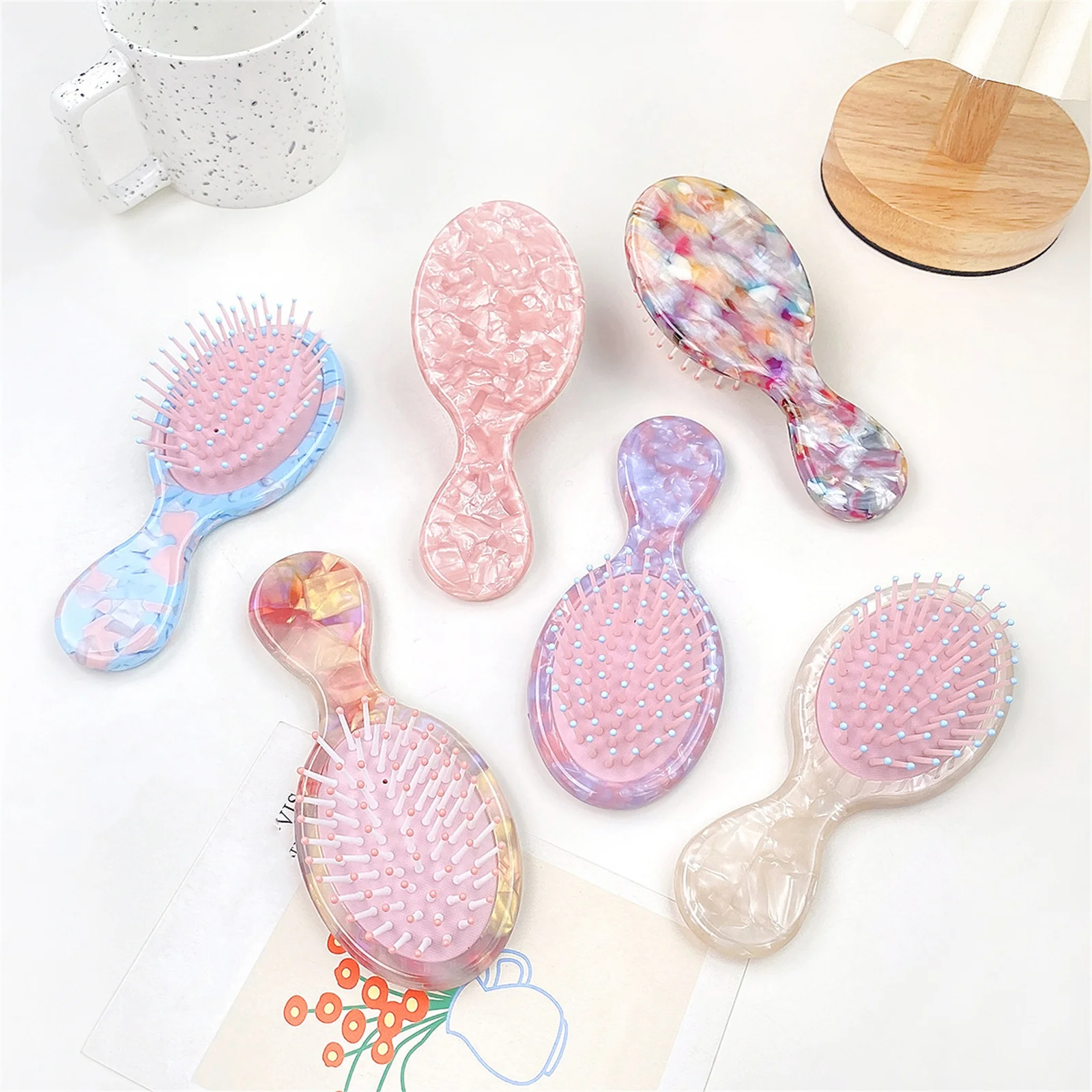 

Acetate Air Cushion Hair Comb for Kids Small Size Cute Girl Hairbrush with Massage Function Portable Design Travel Friendly