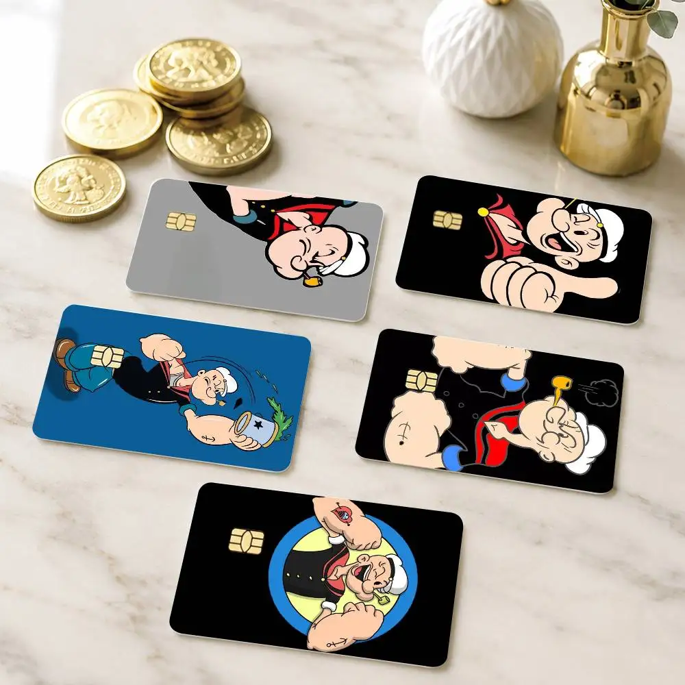 

C-Cute cartoon P-Popeye Credit Card HD Stickers Game Card Decal Small Chip Waterproof Sticker Gift