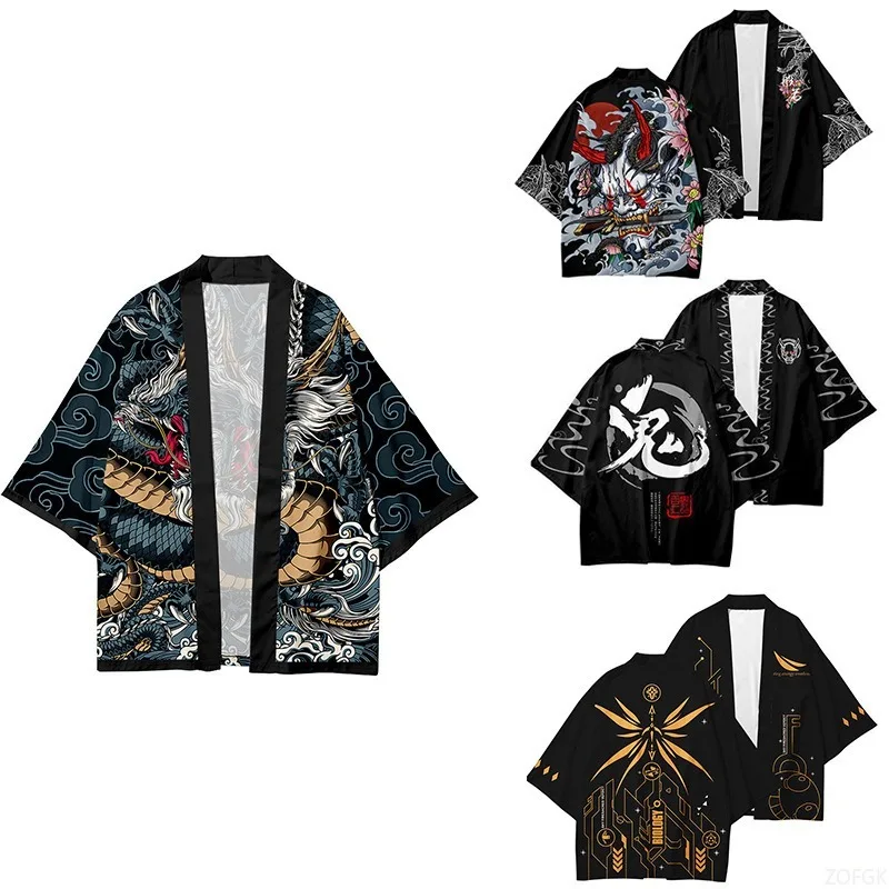2025 جديد ثوب الكيمونو الياباني ثلاثية الأبعاد المطبوعة الرقمية للرجال والنساء Ukiyo-e طالب الصيف كوس نصف كم سترة علوية