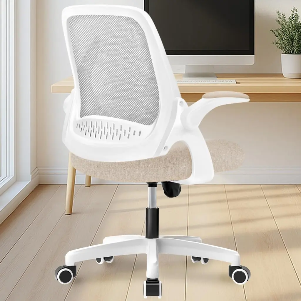 

Office Desk Computer Gaming Chair with Ergonomic Lumbar Back Support Flip-up Padded Armrest Adjustable Height and Wheels