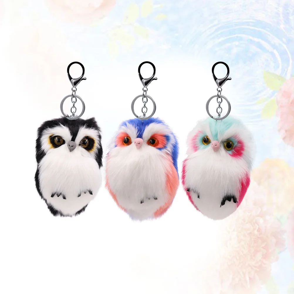 3 Stück süßer Eulen-Schlüsselanhänger, dekorativer Anhänger für Tasche, Autoschlüssel, Handy, Ornament, Saphir, blau, grün, Schlüsselanhänger
