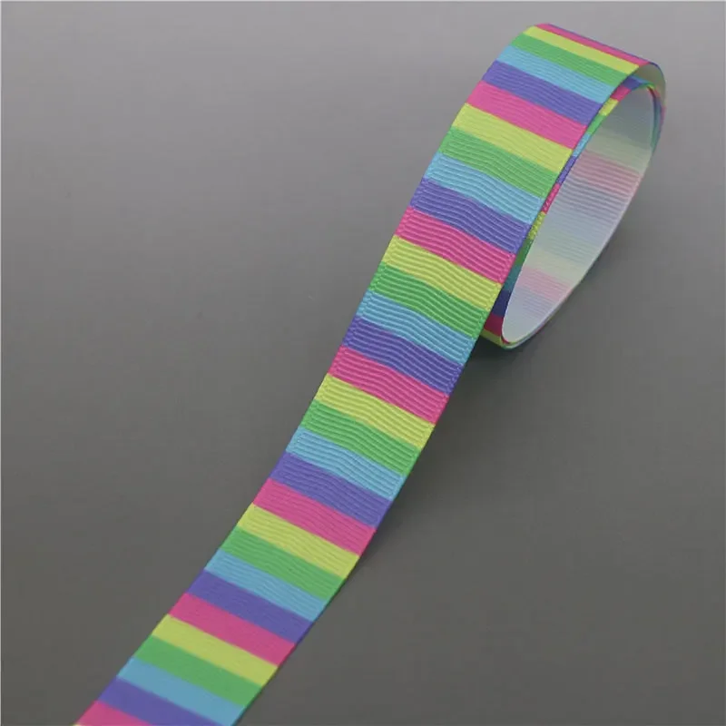 DHK 7/8'' 5yards Plaid Grid Pattern Printed Grosgrain Ribbon Accessories Material Headwear Decoration DIY Sewing Craft C2070