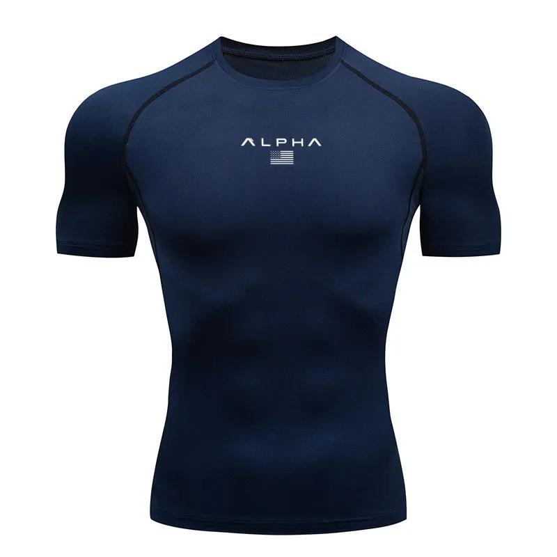 Camiseta Deportiva de Compresión ALPHA para Hombre, Nueva Colección 2026 | Camiseta Deportiva de Secado Rápido y Ajuste Muscular para Gimnasio y Fisicoculturismo