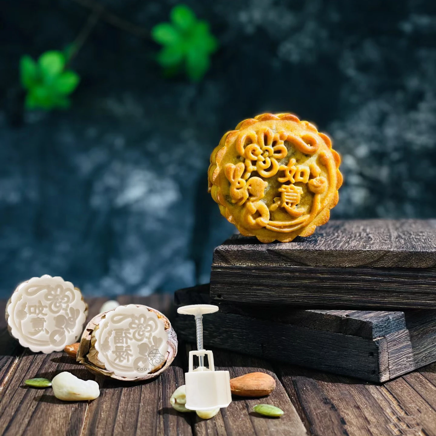 2Pcs/Set 50g75g Mooncake Press Mold Chinese Ruyi Blessing Shape Cookie Stamp Mung Bean Cake Mould Rice Cake Decoration Tools