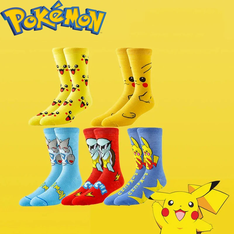 

1 Pairs Pokemon Series Medium Socks Anime Figure Pikachu Squirtle Togepi Cute Cartoon Creative Cotton Sock Unisex Birthday Gifts