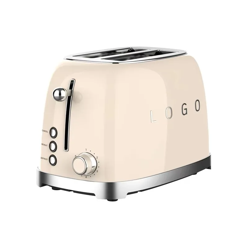 Custom Logo 2 Pieces Retro Stainless Steel Electric Toaster USB Automatic Pop-Up Home Hotel Kitchen Home Appliances