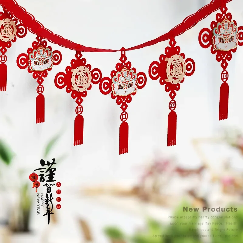 

Chinese New Year Snake Felt String Garland 2025 Lunar Year Party Decoration Spring Festival Supplies Decor Red Hanging Garland