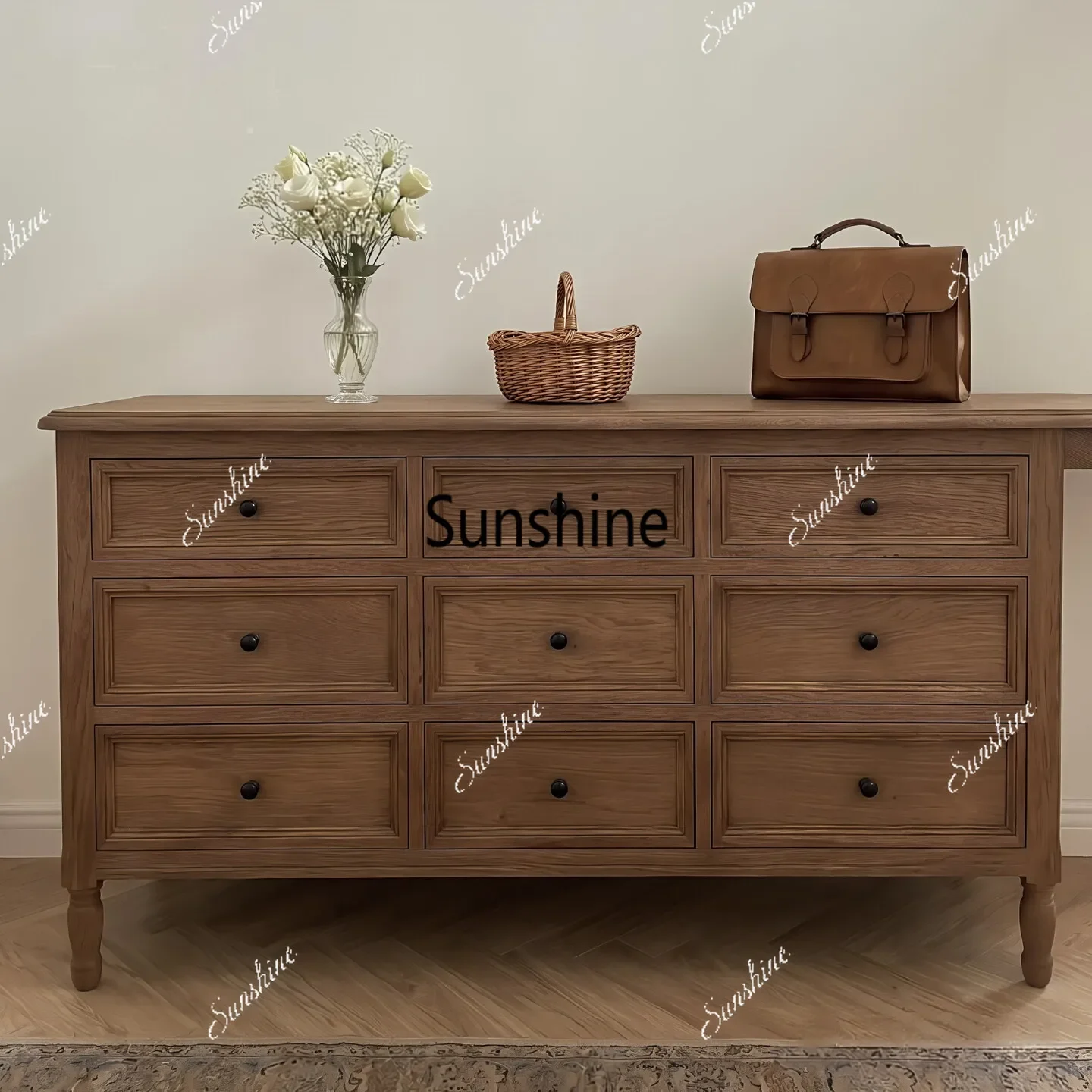 American rural nine-chest cabinet household solid wood porch cabinet T*