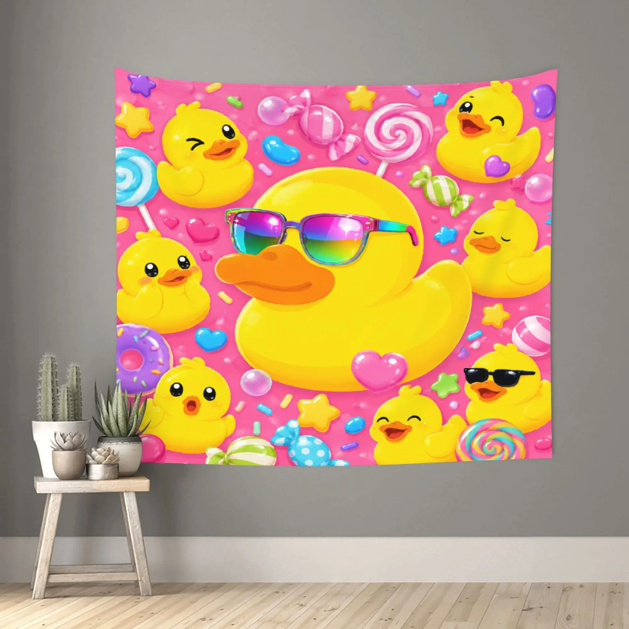 Cute little yellow duck theme Customized Tapestry Bedroom Decoration  Wall Hanging Blanket Tapestry Cool Stuff For Room