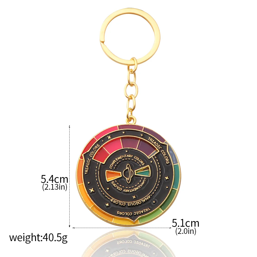 Spinning Color Compass Enamel Keychain Novelty Rotatable Palette Keychains Color Wheel for Car Aesthetic Accessories Gifts