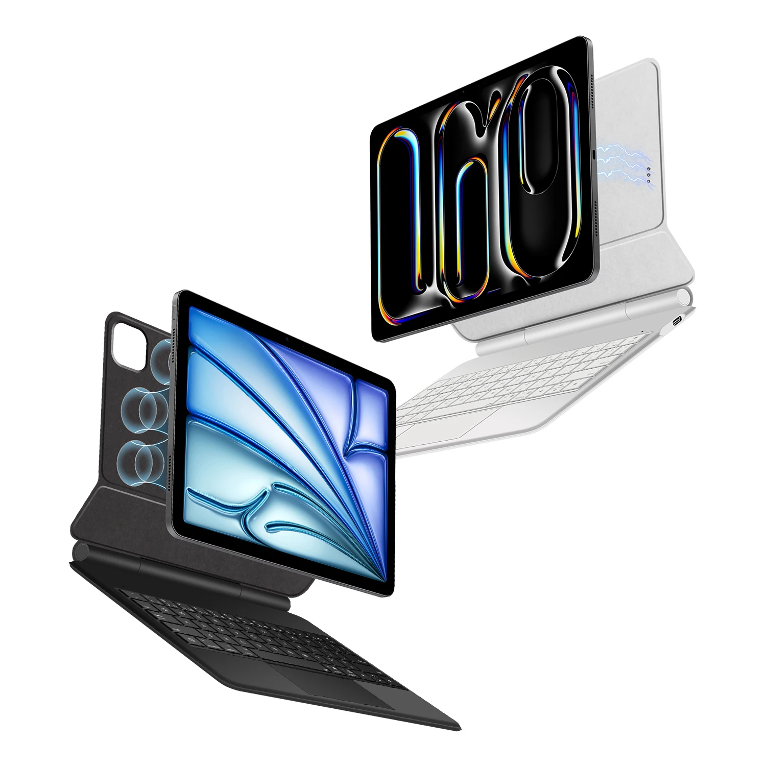 Smart PIN Plug&Play Magic Keyboard Case For iPad Pro 11/12.9/13 M4 M3 M2 Air 4/5/6/7 10.9 Multi-touch Pogo Pin Reverse Charging