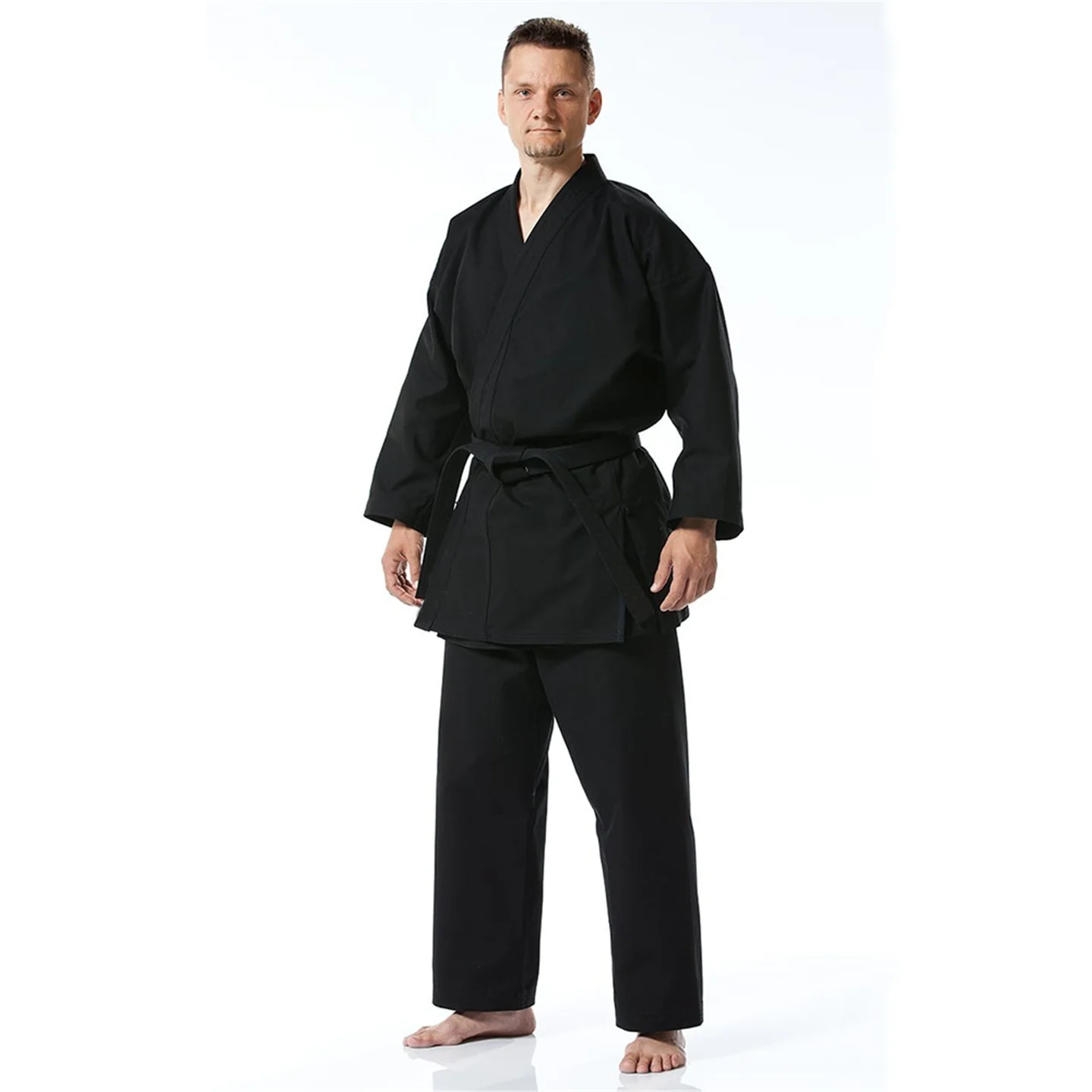 Black Karate Uniform Adult And Children Taekwondo Suit Jujutsu Dobok Men Women Kungfu Shirt & Pants Set Gymnasium Training Suit
