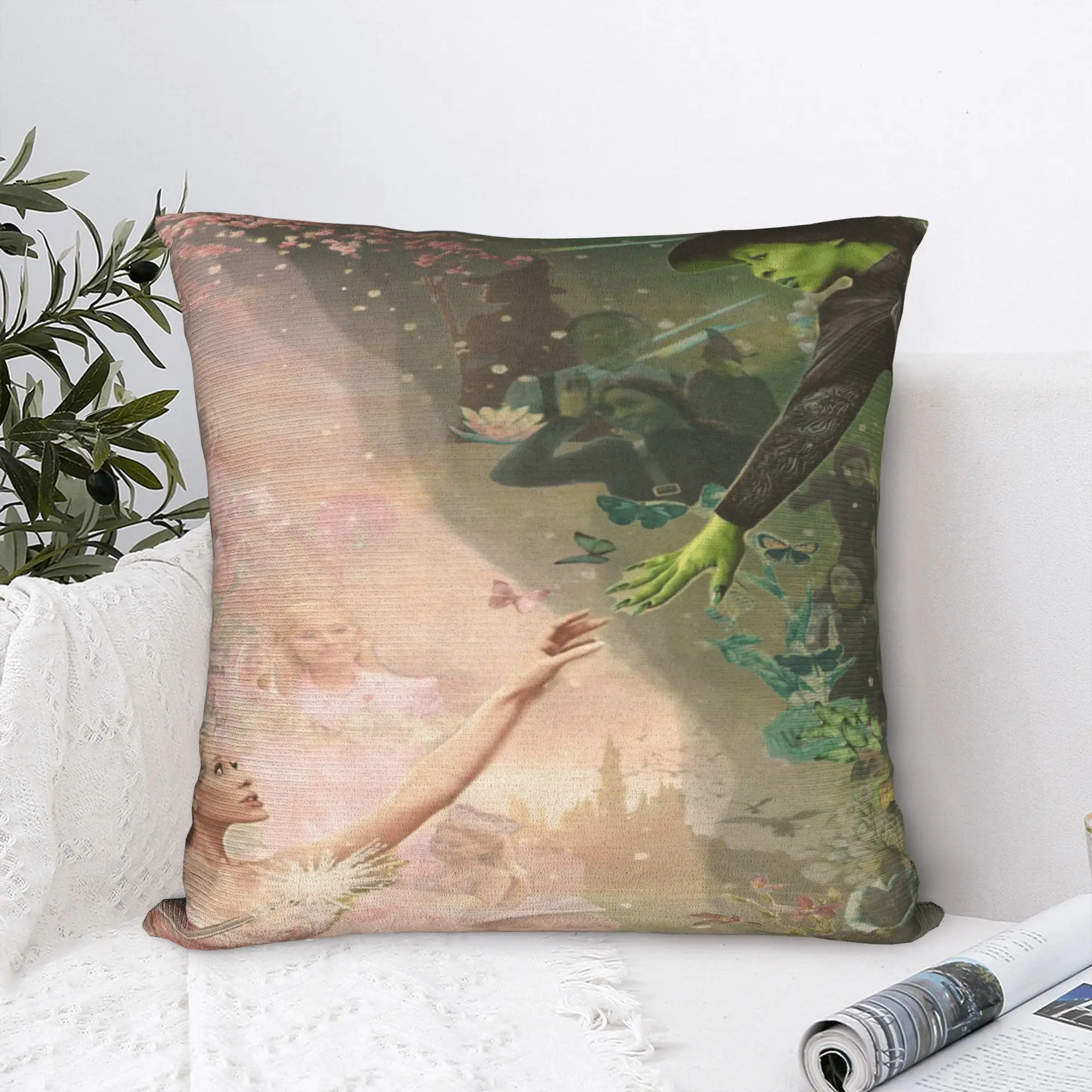 W-Wicked 2 Musical Movie Glinda Elphaba Pillow Cover  Comfy Cushion Cover Fashion Pillow Case For Sofa Home Decoration