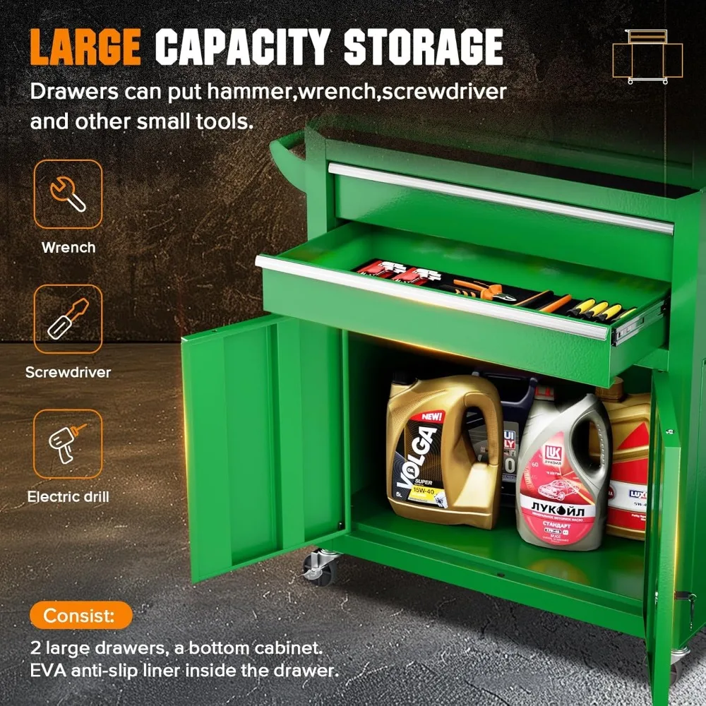Сверхмощный комбинированный ящик для инструментов с 8 ящиками - запираемый стальной гаражный ящик для инструментов на колесах с черной подкладкой