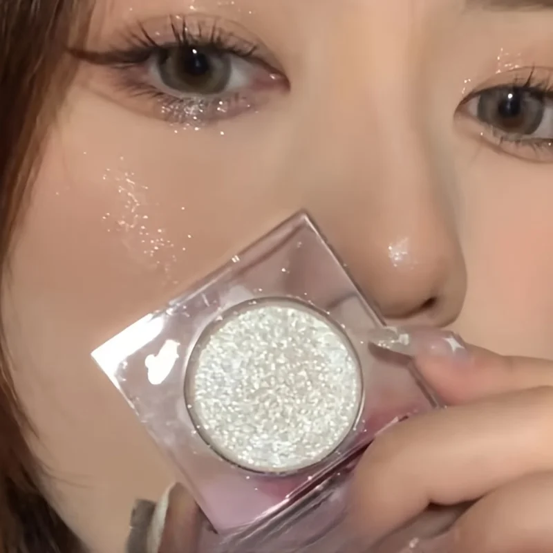 Sombra de ojos con purpurina monocromática, ilumina los ojos, maquillaje, paletas brillantes impermeables, resaltador pigmentado, cosméticos para mujer