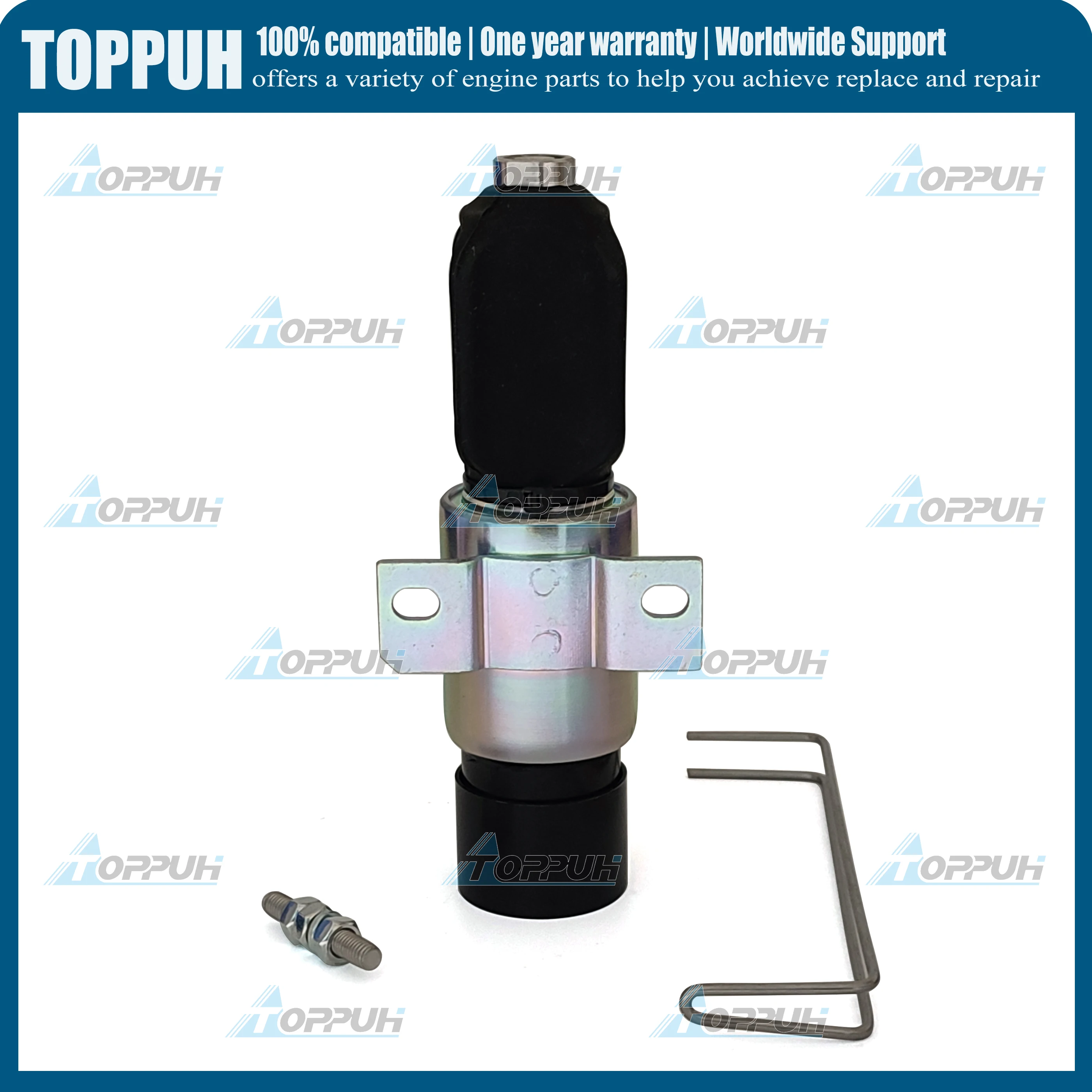 TOPPUH 24V Fuel Shutdown Solenoid Valve 3864274 for Cummins Caterpillar Excavator E70B (High Quality))