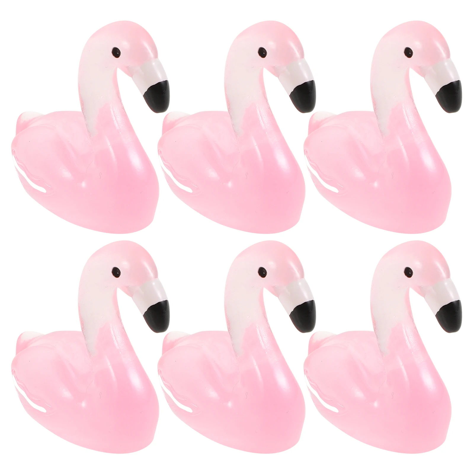 

50pcs Luminous Flamingo Decor Resin Figurines Cute Desktop Aquarium Lawn Ornament Mini Statues Tiny Birds
