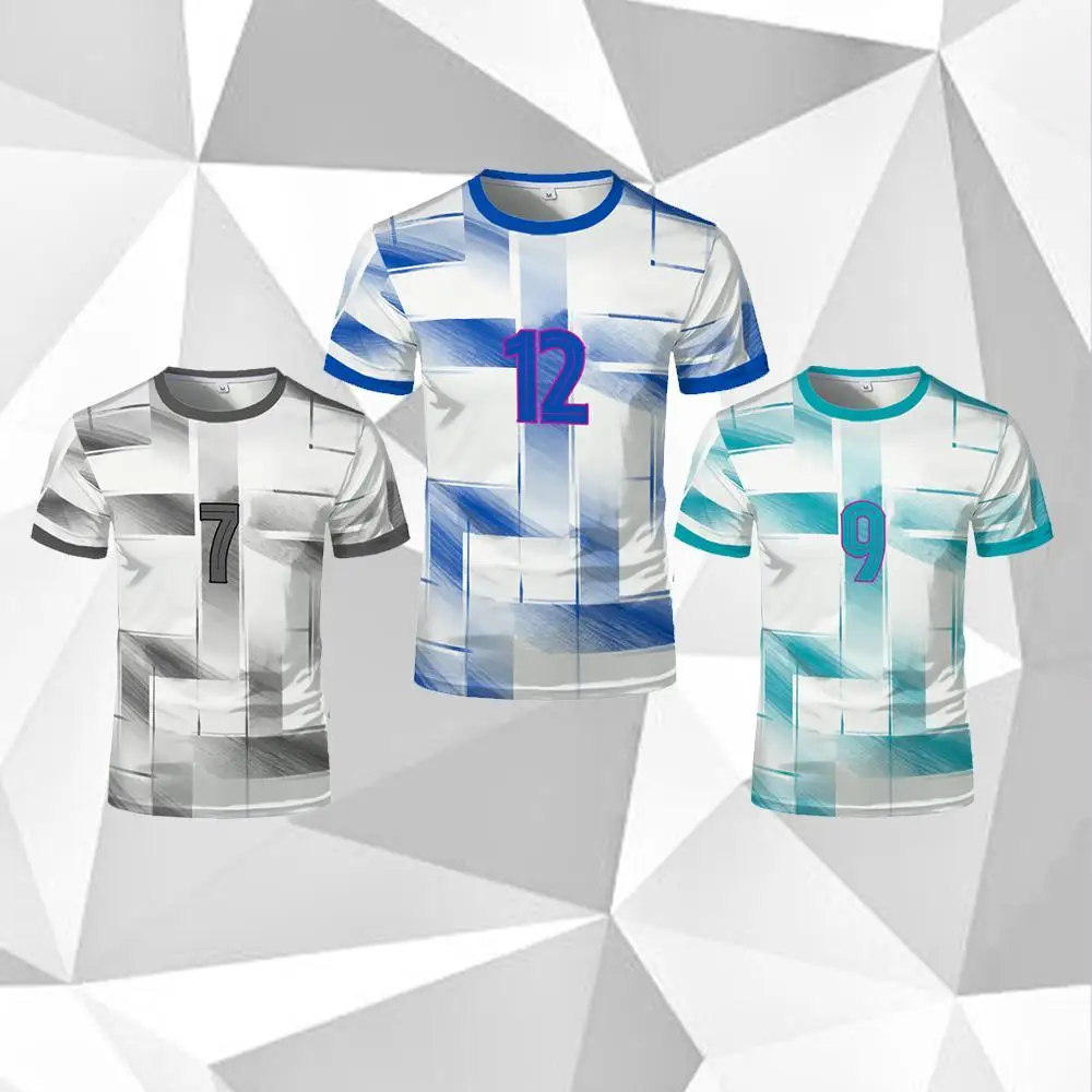 

2025 New Geometric Gradient Football Training Suit Outdoor Sports Breathable Quick-drying T-shirt Men's Trendy Street Style Tops