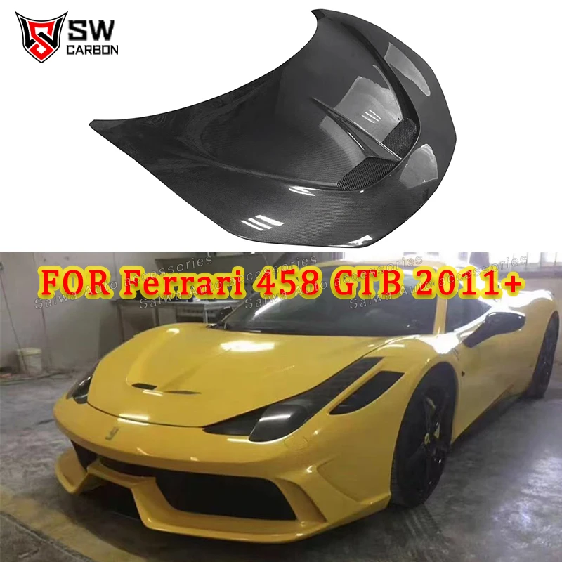 

High Quality SP Style Carbon Fiber Hood for Ferrari 458 Italian Front Bumper Hood Bonnet Engine Cover Car Bodykit