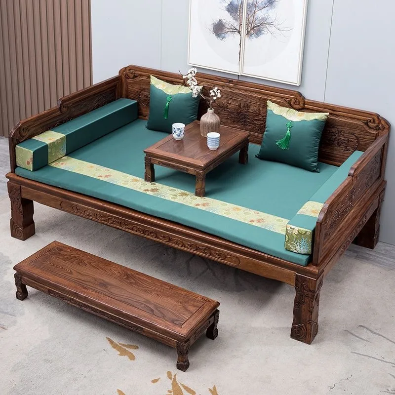 Chinese solid wood elm tenon bed Arhat living room simple small apartment Arhat bed Zen sofa bed sofa