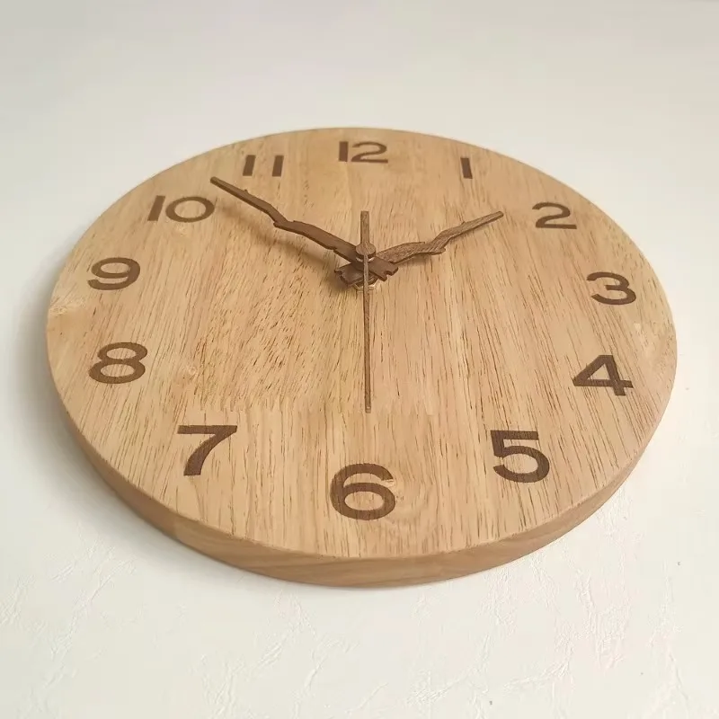 Round Fashion Wall Clock Wooden Vintage Bedroom Design Luxury Wall Clock Living Room Large Reloj De Pared Decor Items Home