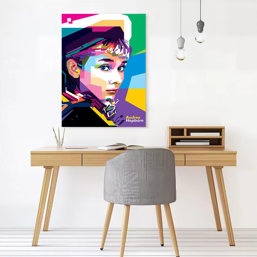 Audrey Hepburn WPAP Poster Canvas Wall Art Custom Photo Print Modern Painting for Fans Bedroom Man's Room Decoration Wand Deko