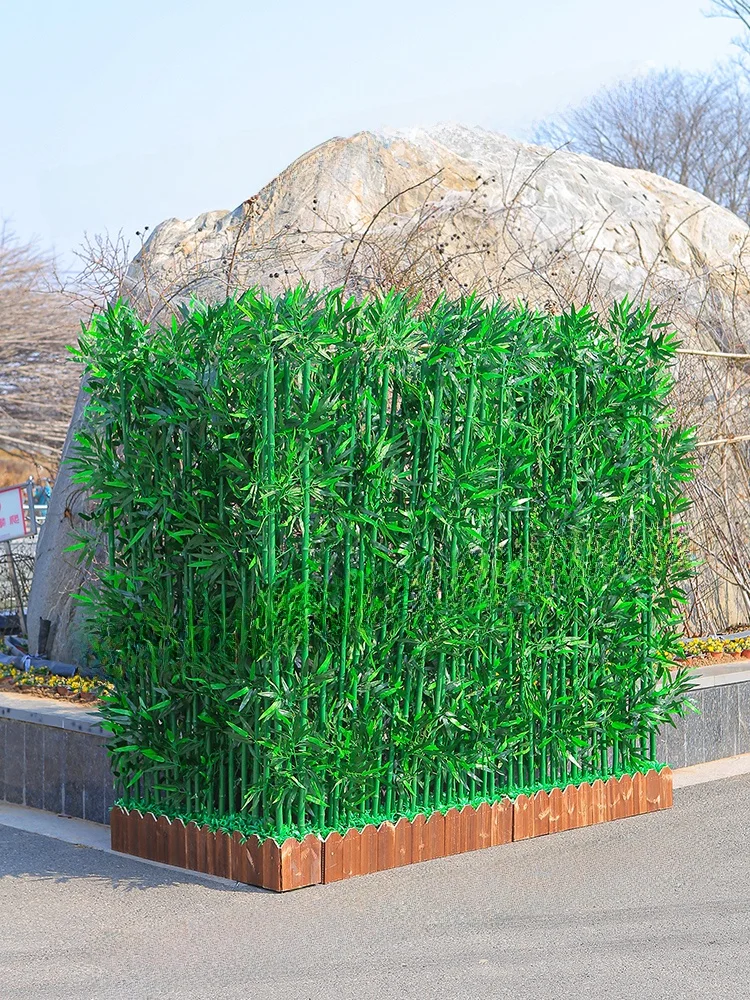 

Artificial Bamboo Screen Partition Indoor Outdoor Decoration Fake Bamboo Plant Green Background Wall Divider Rural Style