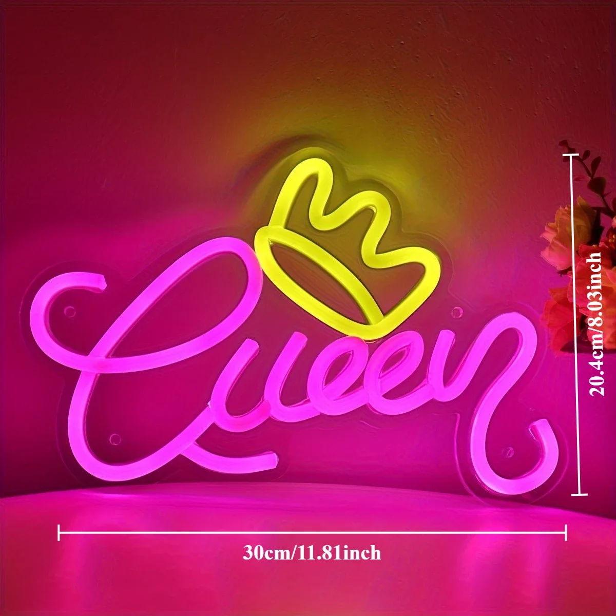 ไฟป้ายนีออน LED Queen Crown - USB ขับเคลื่อนการตกแต่งผนังสีเดียวสําหรับงานปาร์ตี้คลับสตูดิโอและร้านเสริมสวยอุทธรณ์ที่สวยงาม
