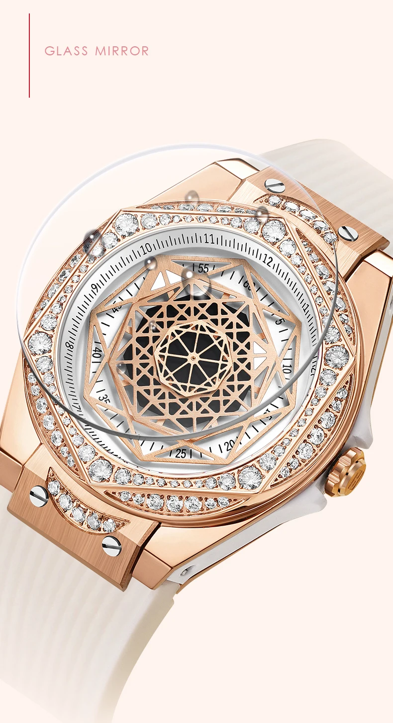 

HANBORO женские роскошные часы 36 мм женские часы кварцевые наручные часы светящийся водонепроницаемый силиконовый ремешок