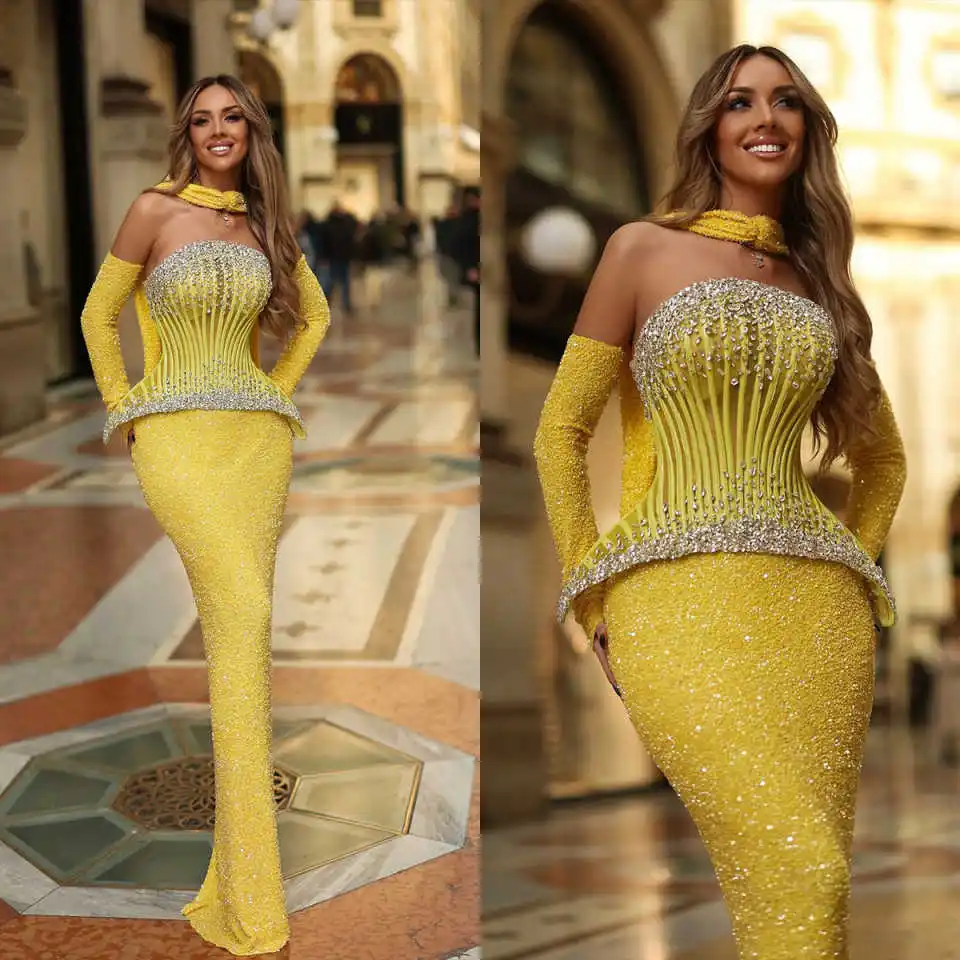 

Customized Unique Design Mermaid Prom Dresses Beaded Sequined Evening Gowns Backless Formal Party Dress