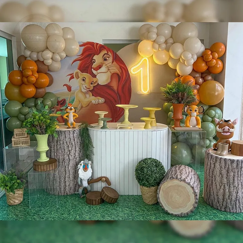 Kit de globos decorativos de Disney para niños y niñas, set de globos con temática del Rey León Simba de 73 piezas, para fiesta de cumpleaños y baby