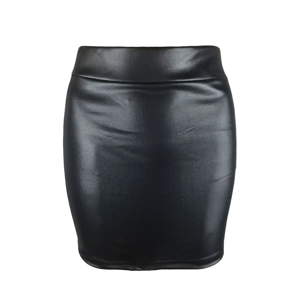 Summer Matte Leather Skirt Hot Slim Mini PU Skirt Streetwear Casual High Waist Skirt Women