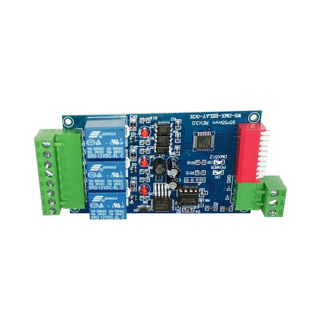 Wholesale 3CH DMX 512 RELAY OUTPUT , LED dmx512 Controller board, LED DMX512 Decoder,Relay Switch Controller