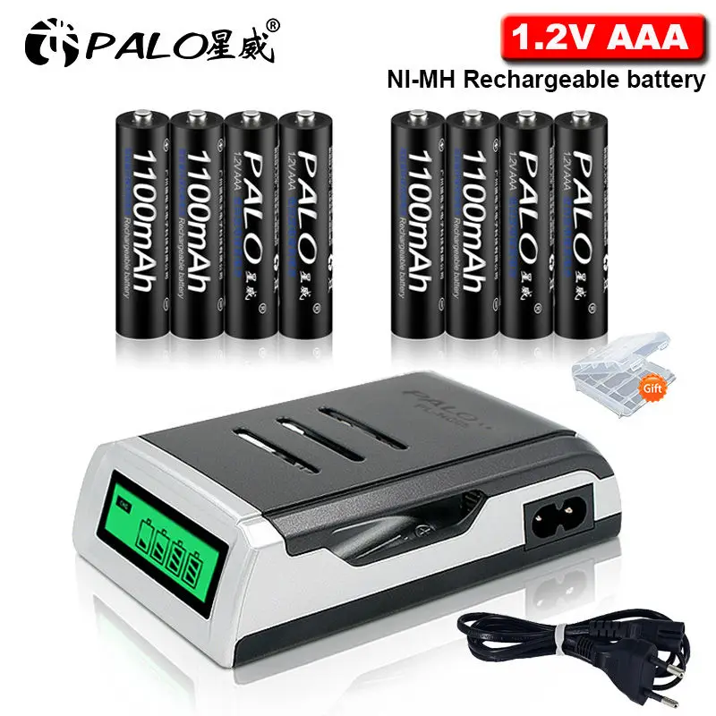 PALO 1.2V AAA Rechargeable Battery AAA Batteria ni-mh 1.2v 3A aaa Batteries with LCD Display aa aaa ni-mh ni-cd battery Charger