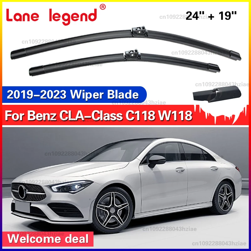 2x pour Mercedes Benz CLA classe C118 W118 2019 - 2023 balai d'essuie-glace avant de voiture brosses de fenêtre de pare-brise 24 "+ 19"