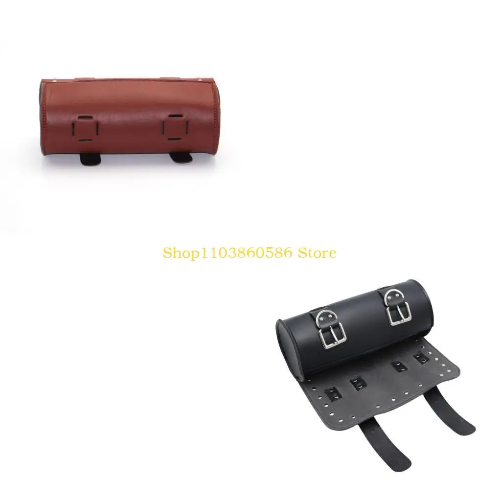 242A Motorcycle Tool Gothic Punk PU Leather Construction Spacious Compartments Quick Install Straps Bag